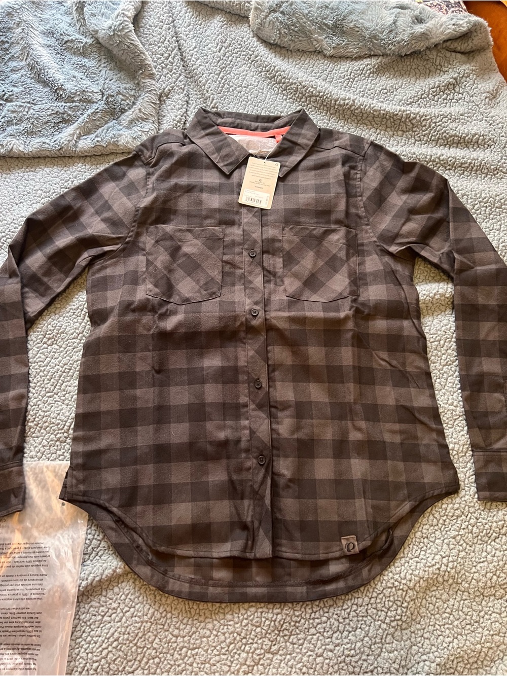 Pearl Izumi Brown Plaid Women's Button-Down Shirt